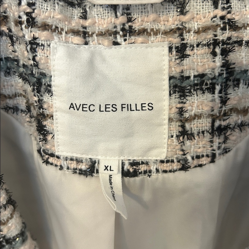 Avec Les Filles Blazer Womens XL Tweed Preppy Old Money Academia Plaid NWT - Picture 2 of 4